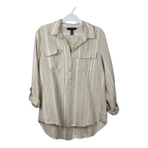 Ellen Tracy Beige Striped Blouse